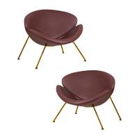 Набор 2 шт Кресло дизайнерское DOBRIN EMILY, коричневый винил YP5, золотое основание