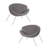 Набор 2 шт Кресло дизайнерское DOBRIN EMILY, серая ткань AF7, хромированная сталь