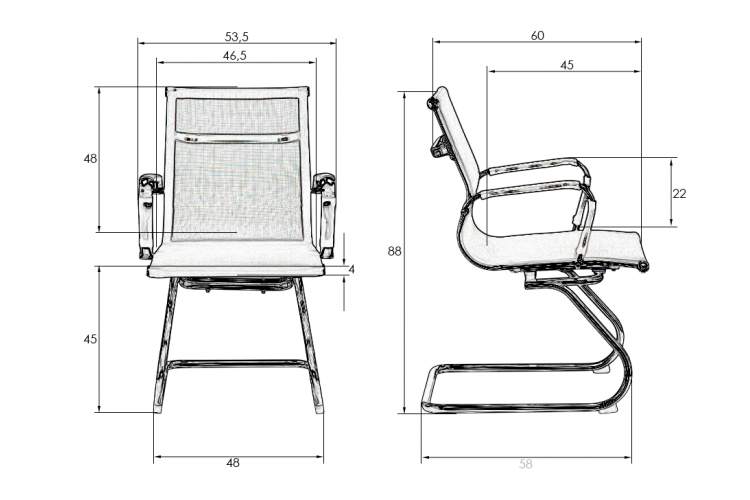Набор 2 шт Офисное кресло для посетителей DOBRIN CODY MESH, бежевый (22039)-9