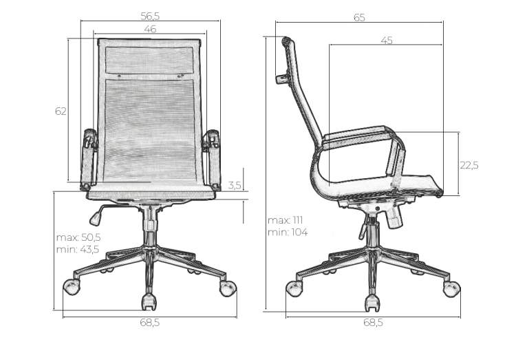 Набор 2 шт Офисное кресло для персонала DOBRIN CARTER, серый-8