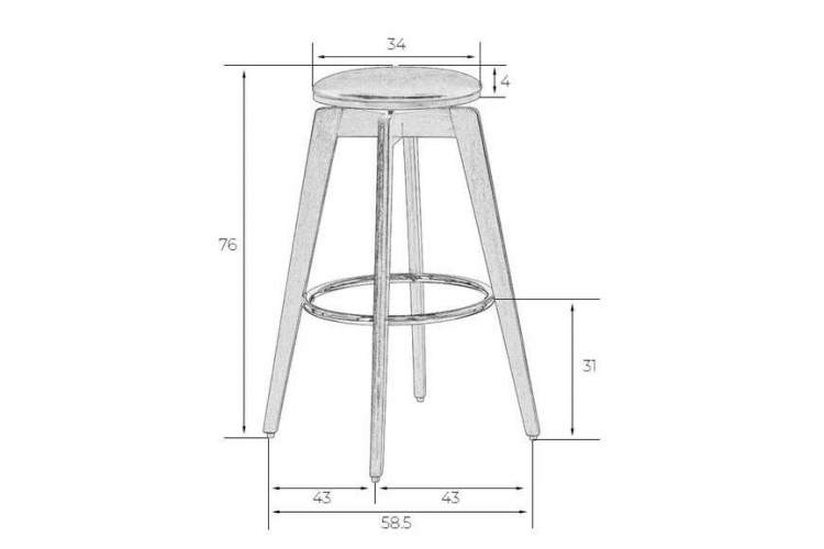 Табурет барный DOBRIN TOM'77, цвет черный глянец PU ABD 002-7