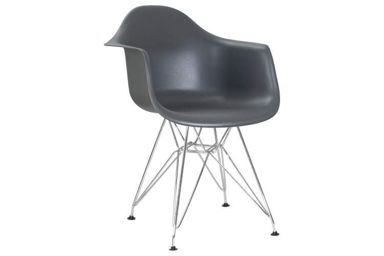 Стул обеденный DOBRIN DAW CHROME, ножки хром, цвет сиденья тёмно-серый (GR-04)