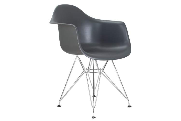 Стул обеденный DOBRIN DAW CHROME, ножки хром, цвет сиденья тёмно-серый (GR-04)-1