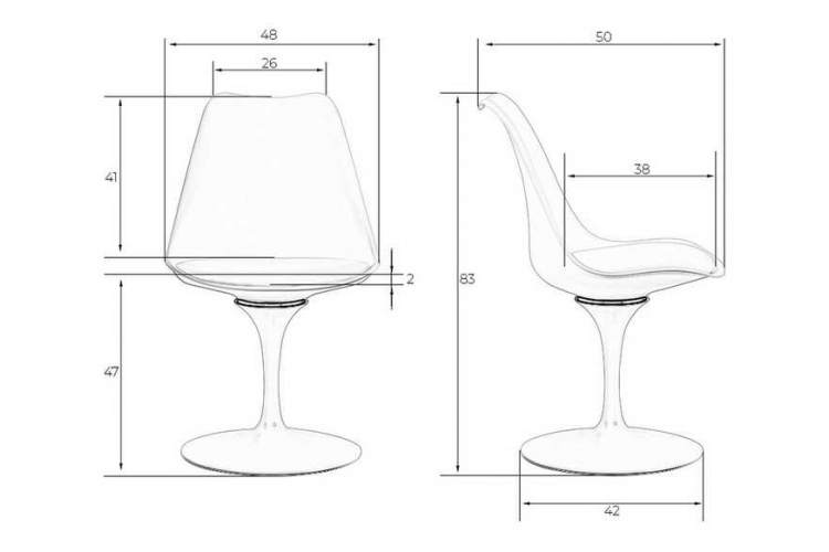 Стул обеденный DOBRIN TULIP, белое основание, цвет белый (W-02)-8