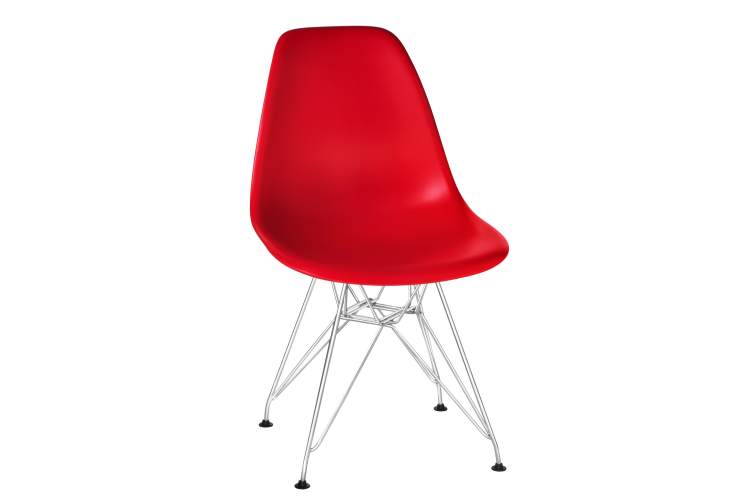 Набор 4 шт Стул обеденный DOBRIN DSR, ножки хром, цвет красный (R-02)-1