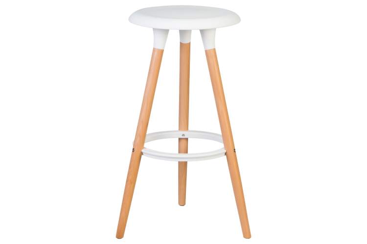 Набор 4 шт Табурет барный DOBRIN ROYCE, ножки светлый бук, цвет белый (W-02)-2