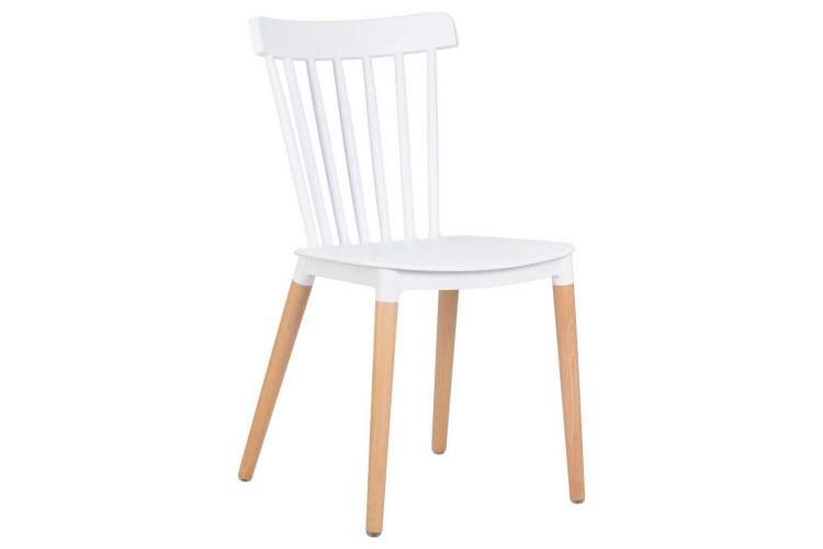 Стул обеденный DOBRIN THEO, ножки светлый бук, цвет белый (W-02)