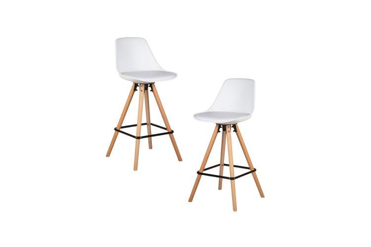 Набор 2 шт Стул полубарный DOBRIN RONNI, ножки светлый бук, белый (ZL-W-02)