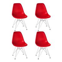 Набор 4 шт Стул обеденный DOBRIN DSR, ножки хром, цвет красный (R-02)
