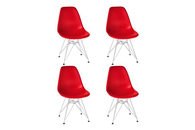 Набор 4 шт Стул обеденный DOBRIN DSR, ножки хром, цвет красный (R-02)
