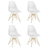 Набор 4 шт Стул обеденный DOBRIN DSR, ножки золотые, цвет белый (W-02)