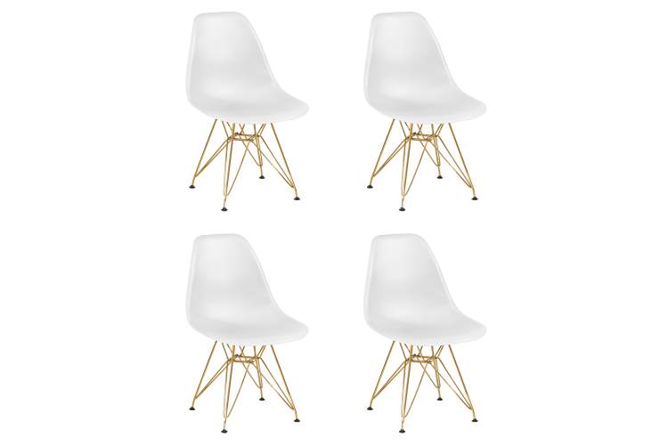 Набор 4 шт Стул обеденный DOBRIN DSR, ножки золотые, цвет белый (W-02)