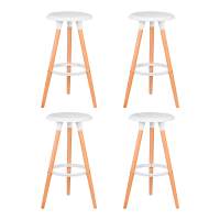 Набор 4 шт Табурет барный DOBRIN ROYCE, ножки светлый бук, цвет белый (W-02)