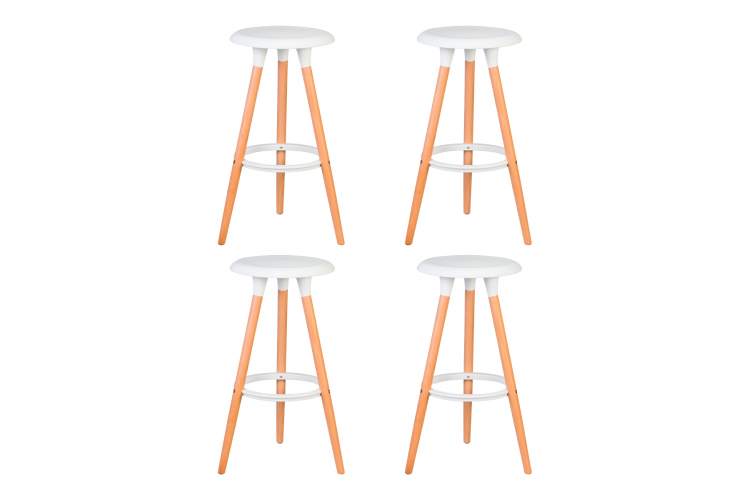 Набор 4 шт Табурет барный DOBRIN ROYCE, ножки светлый бук, цвет белый (W-02)