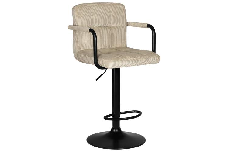 Стул барный DOBRIN KRUGER ARM BLACK, бежевый вельвет (LAR-E2041-04)