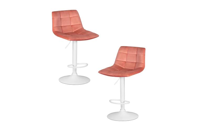 Набор 2 шт Стул барный DOBRIN TAILOR WHITE, пудрово-розовый велюр (MJ9-32)