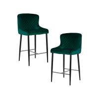 Набор 2 шт Стул полубарный DOBRIN CHRISTIAN'65, черные ножки, зеленый велюр (V108-64)