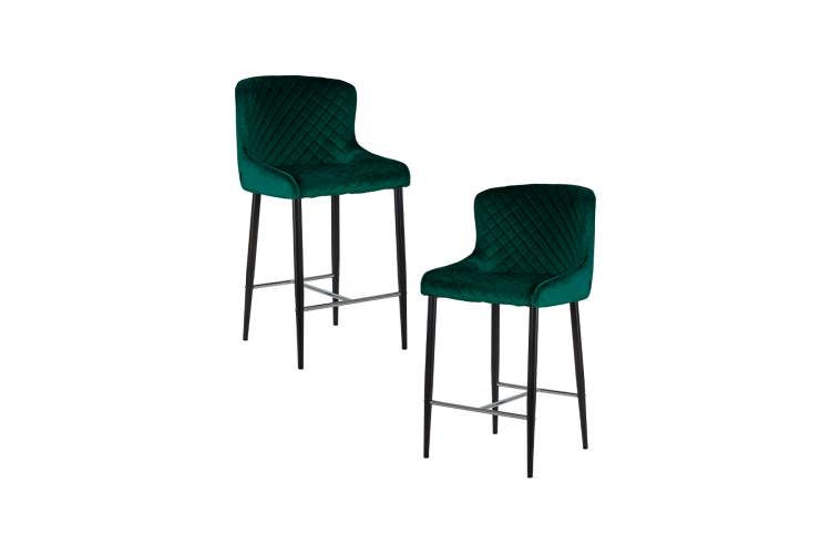 Набор 2 шт Стул полубарный DOBRIN CHRISTIAN'65, черные ножки, зеленый велюр (V108-64)