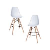 Набор 2 шт Стул барный DOBRIN DSW BAR, ножки светлый бук, цвет сиденья белый (W-02)