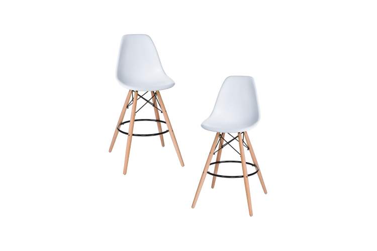 Набор 2 шт Стул барный DOBRIN DSW BAR, ножки светлый бук, цвет сиденья белый (W-02)