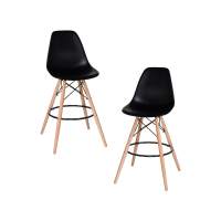 Набор 2 шт Стул барный DOBRIN DSW BAR, ножки светлый бук, цвет сиденья чёрный (B-03)