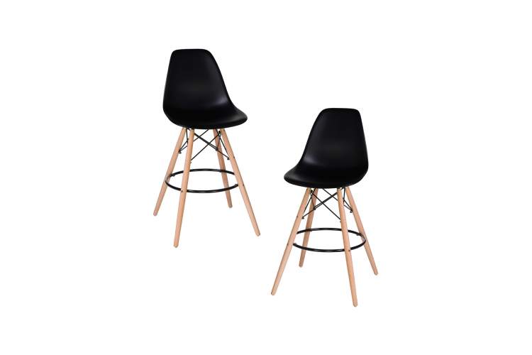 Набор 2 шт Стул барный DOBRIN DSW BAR, ножки светлый бук, цвет сиденья чёрный (B-03)