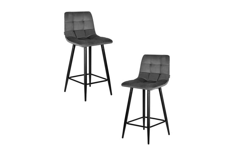 Набор 2 шт Стул полубарный DOBRIN OLIVIA, черные матовые ножки, темно-серый велюр (108-91)
