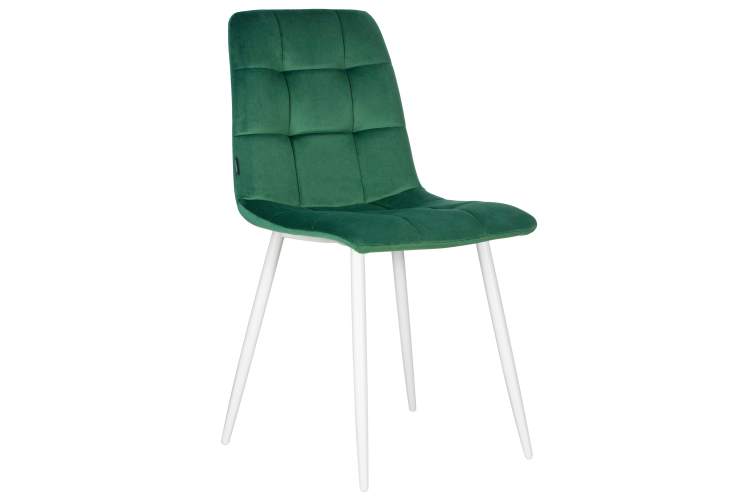 Набор 4 шт Стул обеденный DOBRIN CHILLY, Темно-зеленый Holland 30, основание белое-1