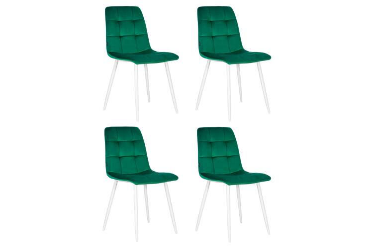 Набор 4 шт Стул обеденный DOBRIN CHILLY, Темно-зеленый Holland 30, основание белое