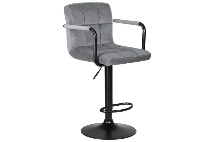 Набор 2 шт Стул барный DOBRIN KRUGER ARM BLACK, серый велюр (MJ9-75)-2