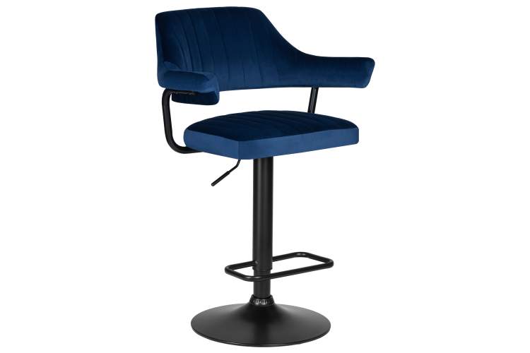 Набор 2 шт Стул барный DOBRIN CHARLY BLACK, синий велюр (MJ9-117)-1