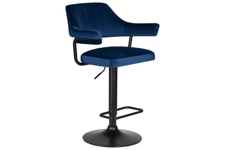 Набор 2 шт Стул барный DOBRIN CHARLY BLACK, синий велюр (MJ9-117)-2
