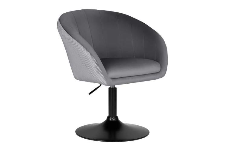 Кресло дизайнерское DOBRIN EDISON BLACK, серый велюр (1922-19)