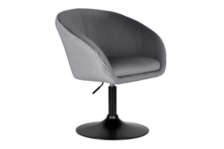 Кресло дизайнерское DOBRIN EDISON BLACK, серый велюр (1922-19)-1