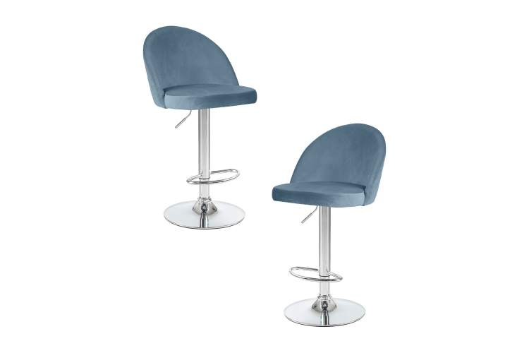 Набор 2 шт Стул барный DOBRIN MILANA, пудрово-голубой велюр (MJ9-74)