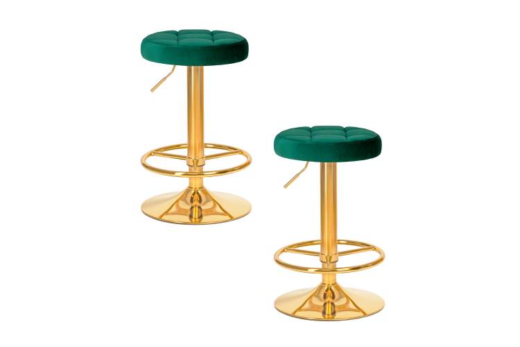 Набор 2 шт Табурет барный DOBRIN BRUNO GOLD, зеленый велюр (MJ9-88)