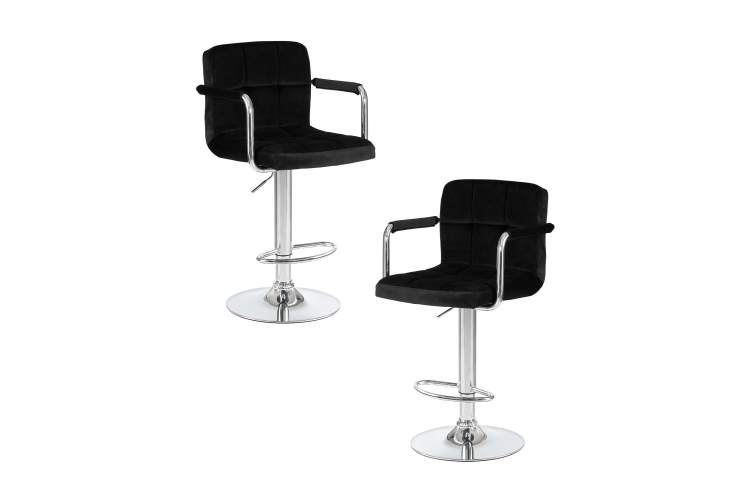 Набор 2 шт Стул барный DOBRIN KRUGER ARM, черный велюр (MJ9-101)