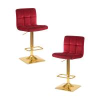 Набор 2 шт Стул барный DOBRIN GOLDIE, бордовый велюр (MJ9-43)