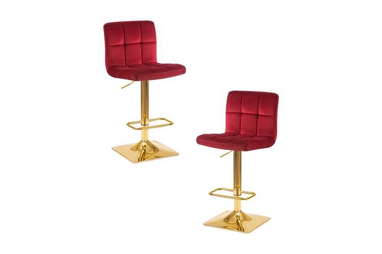 Набор 2 шт Стул барный DOBRIN GOLDIE, бордовый велюр (MJ9-43)