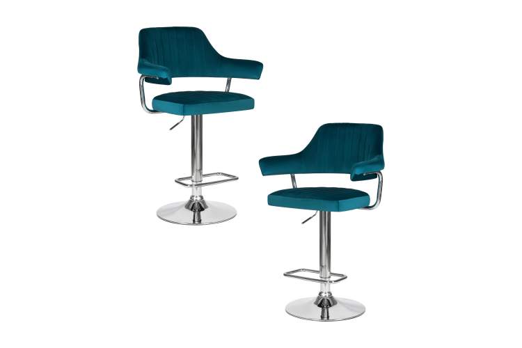 Набор 2 шт Стул барный DOBRIN CHARLY, морской волны велюр (MJ9-99)