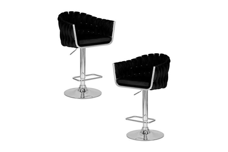 Набор 2 шт Стул барный DOBRIN MARCEL, черный велюр (MJ9-101)