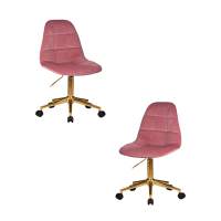 Набор 2 шт Офисное кресло для персонала DOBRIN MONTY GOLD, розовый велюр (MJ9-32)