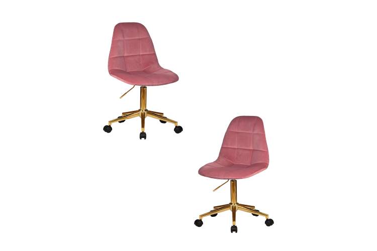 Набор 2 шт Офисное кресло для персонала DOBRIN MONTY GOLD, розовый велюр (MJ9-32)