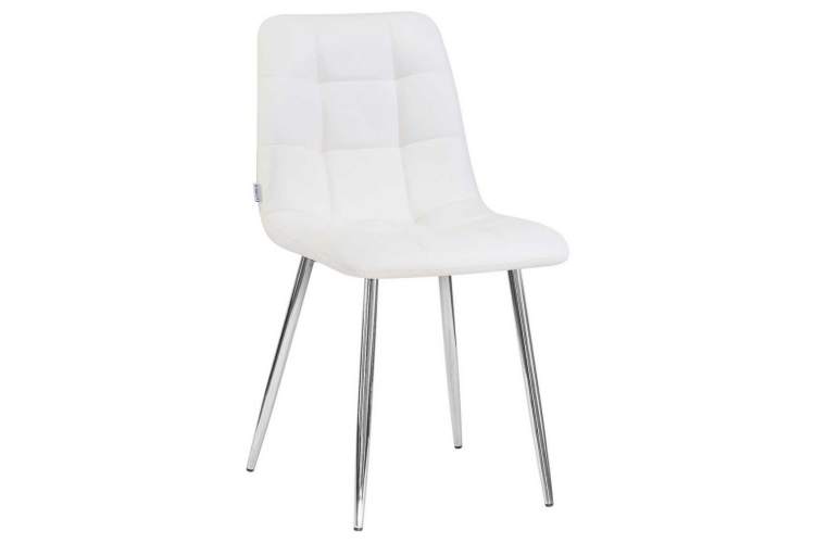 Стул обеденный DOBRIN ALEX, хром ножки, белая экокожа (P-02)