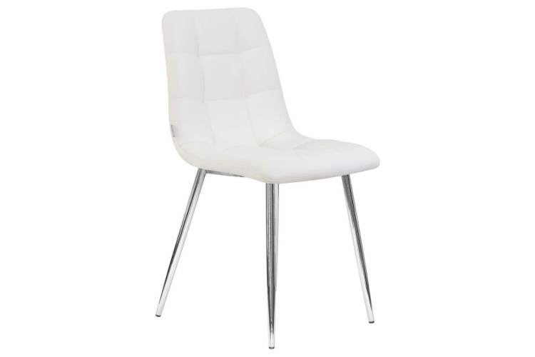 Стул обеденный DOBRIN ALEX, хром ножки, белая экокожа (P-02)-1
