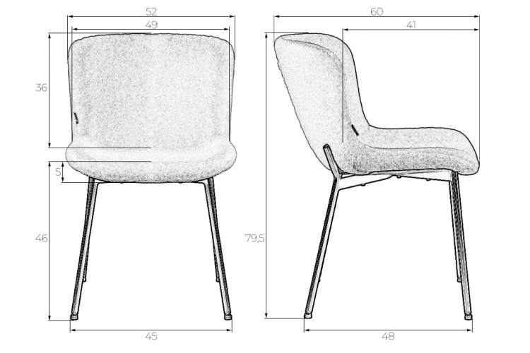 Набор 4 шт Стул обеденный DOBRIN MILO, черные ножки, бежевый букле (UF992-04)-9