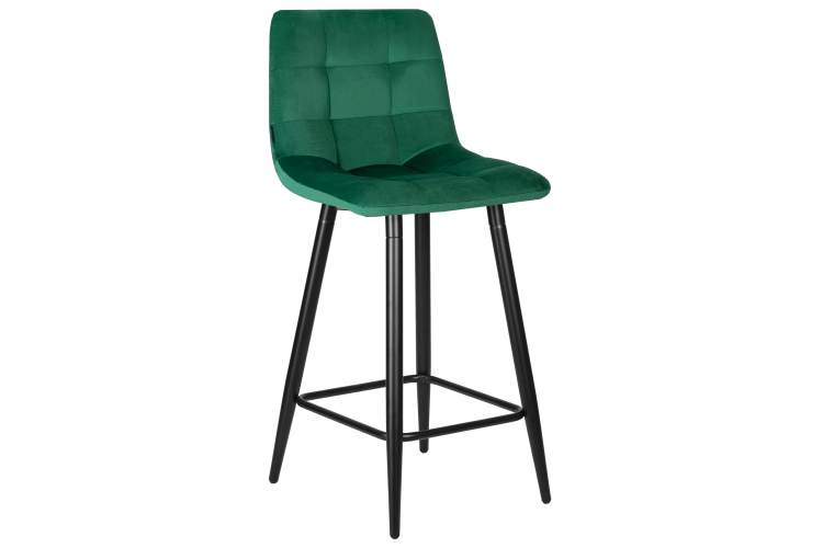 Стул полубарный DOBRIN OLIVIA, черные матовые ножки, зелёный велюр (108-64)