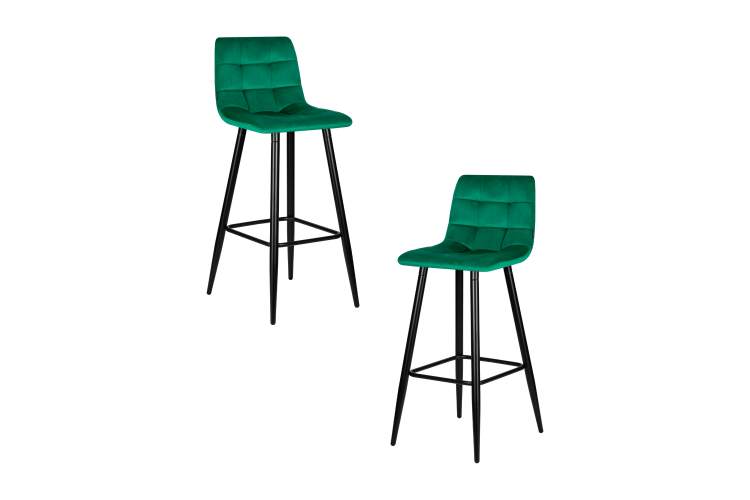 Набор 2 шт Стул барный DOBRIN NICOLE, черные матовые ножки, зелёный велюр (108-64)