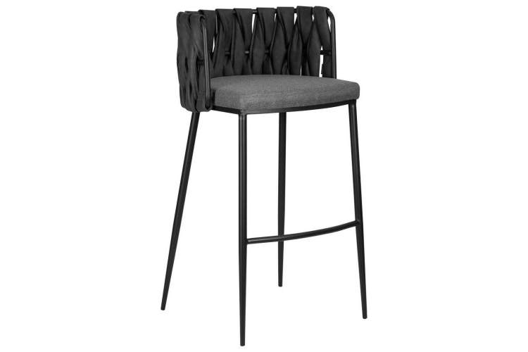 Стул барный DOBRIN AMELIA, серая ткань (F-48), темно-серый винтажный PU (MF-12)