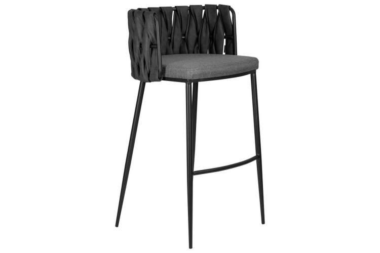 Стул барный DOBRIN AMELIA, серая ткань (F-48), темно-серый винтажный PU (MF-12)-1